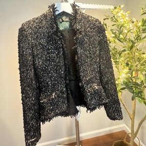 Zara trafaluc textured tweed black jacket